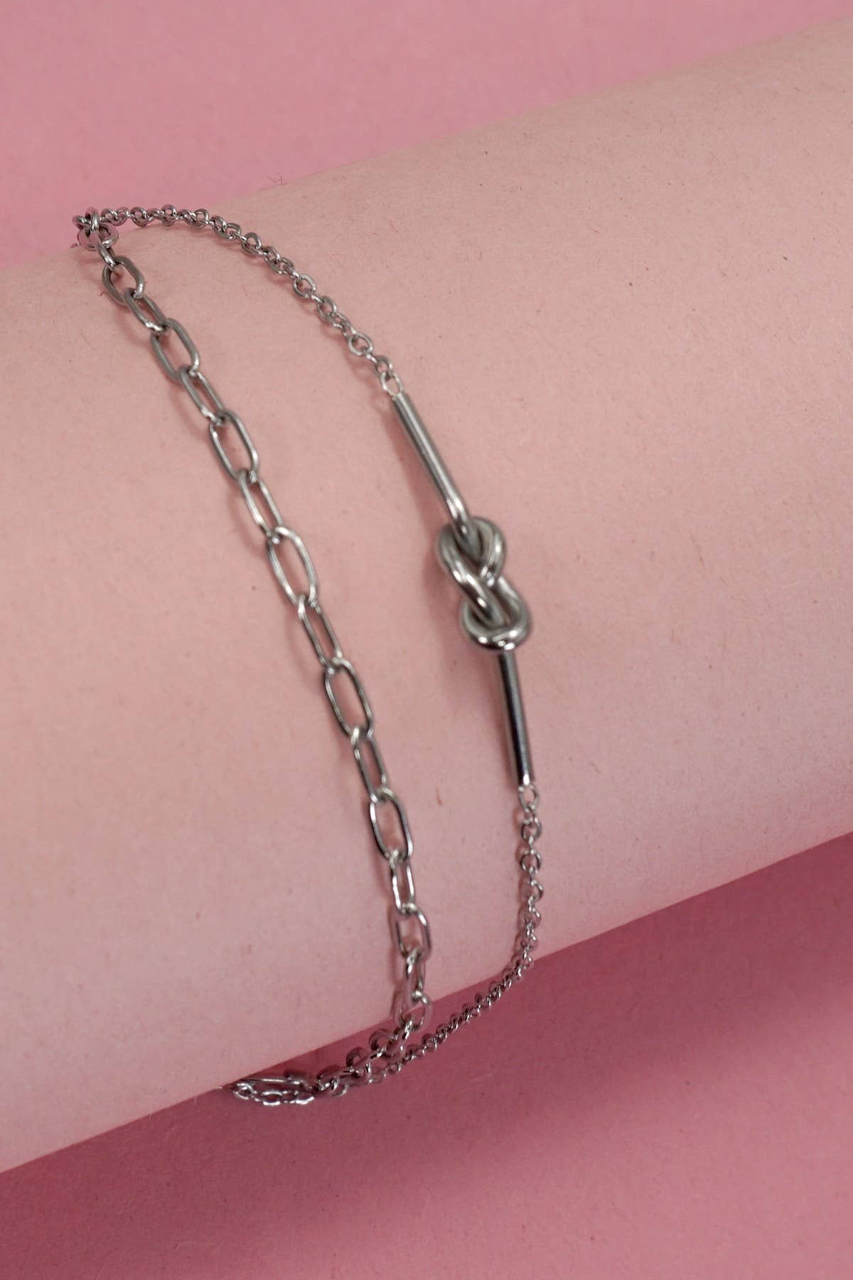 18K STAINLESS STEEL TARNISH FREE KNOT BRACELET Sulver