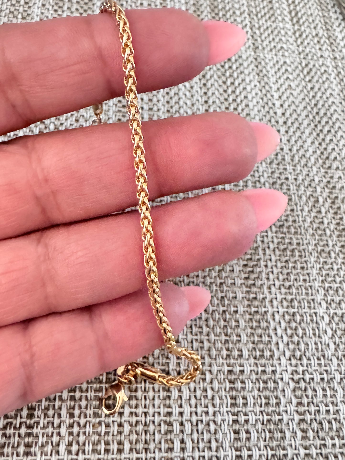 18K Gold Filled 2mm Wheat Bracelet 7Inches