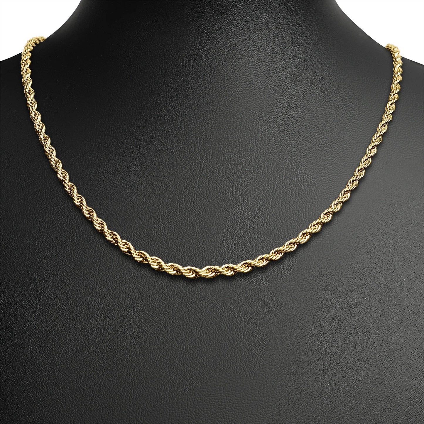 Gold PVD Rope Chain Necklace: 20" / 2mm