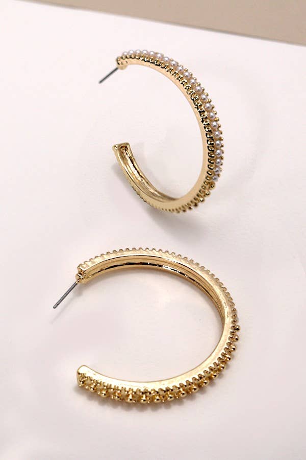 Savannah PEARL HOOP EARRINGS PVD GOLD