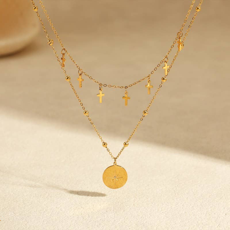 Stella 18K STAINLESS STEEL TARNISH FREE CROSS NECKLACE GOLD