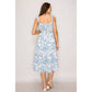 Seraphina Tiered Printed Woven Lined Midi Dress Ivory Blue