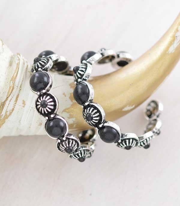 Concho Hoop Earrings: Black