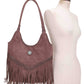 EJ60273SU Faux Suede Western Fringe Tote Bag: