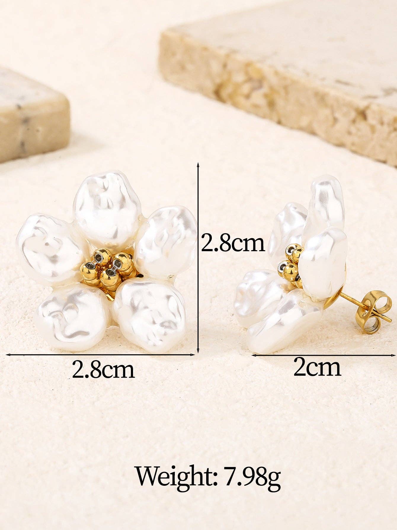 Baroque Pearl Flower Stud Earrings