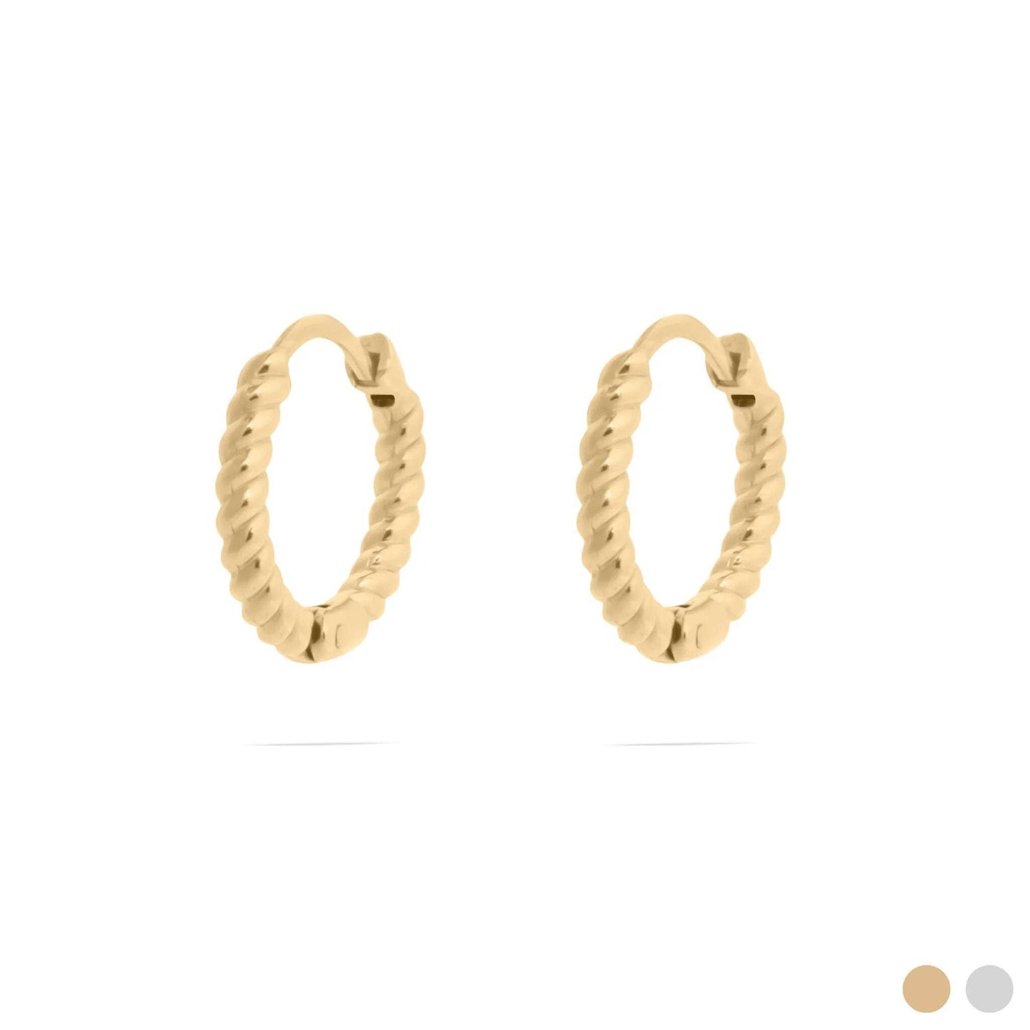 18K Gold PVD Stainless Steel Twisted Hoop Earrings: 10mm