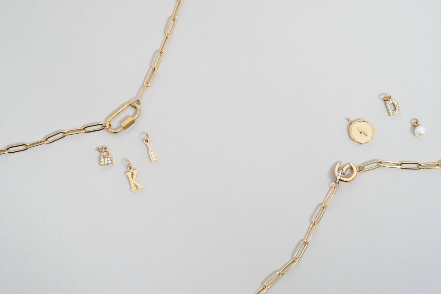 18K Gold PVD Paperclip Carabiner Necklace: Stainless / Gold 18+2"