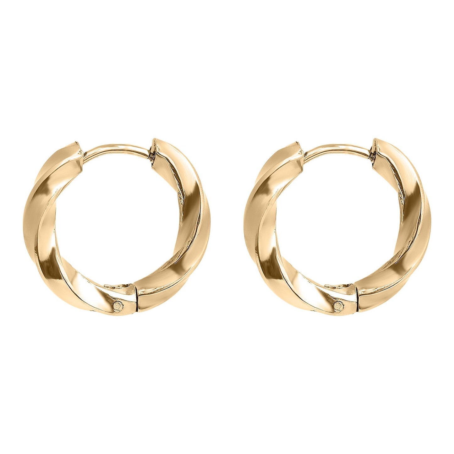 18K Gold PVD Stainless Steel Textured Twisted Huggie Hoop Earrings / ERJ0026: Stainless / 18mm