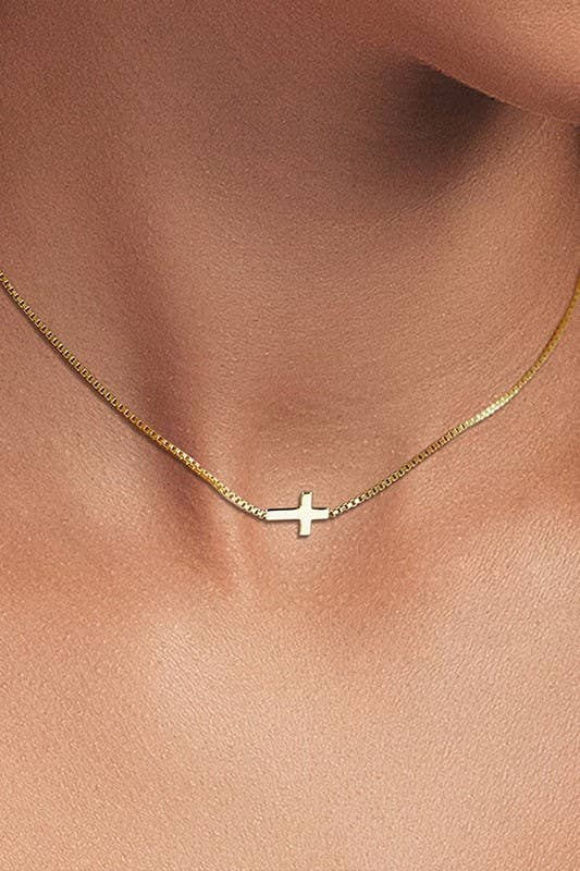 18K STAINLESS STEEL TARNISH FREE CROSS NECKLACE | GOLD