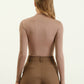 SEAMLESS MOCK NECK LONG SLEEVE BODYSUIT DEEP TAUPE