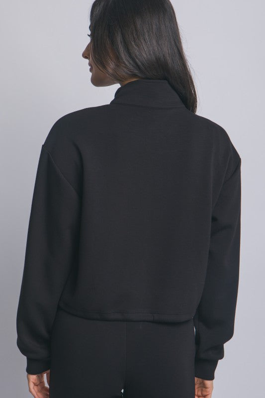 FUNNEL-NECK HALF ZIP SWEATSHIRT