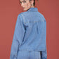 ACID WASH COLLARED LONG SLEEVE BOXY DENIM SHIRT