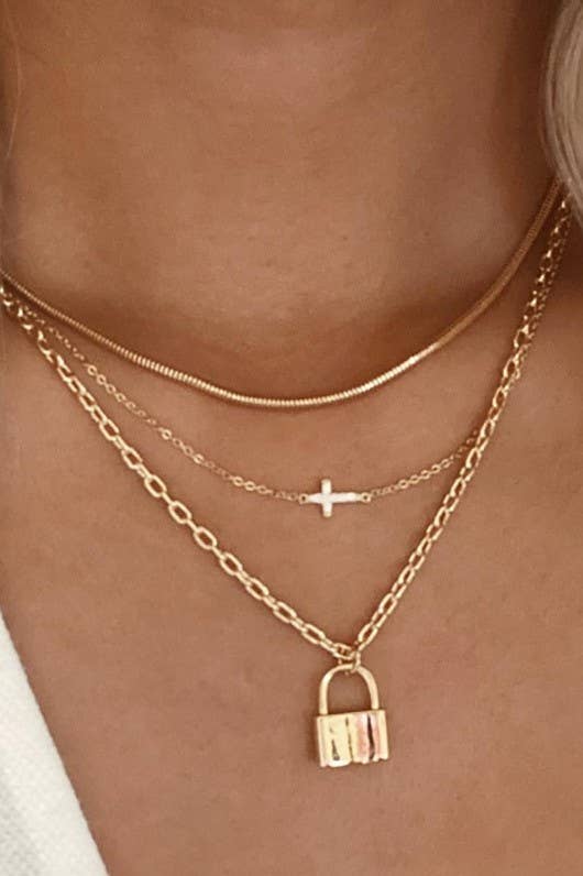 18K STAINLESS STEEL TARNISH FREE LAYERED NECKLACE Gold