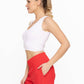 Seamless Ribbed V-Neck Crop Top: White / S:M:L