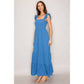 Denim Blue Flutter Strap Smocked Woven Maxi Dress