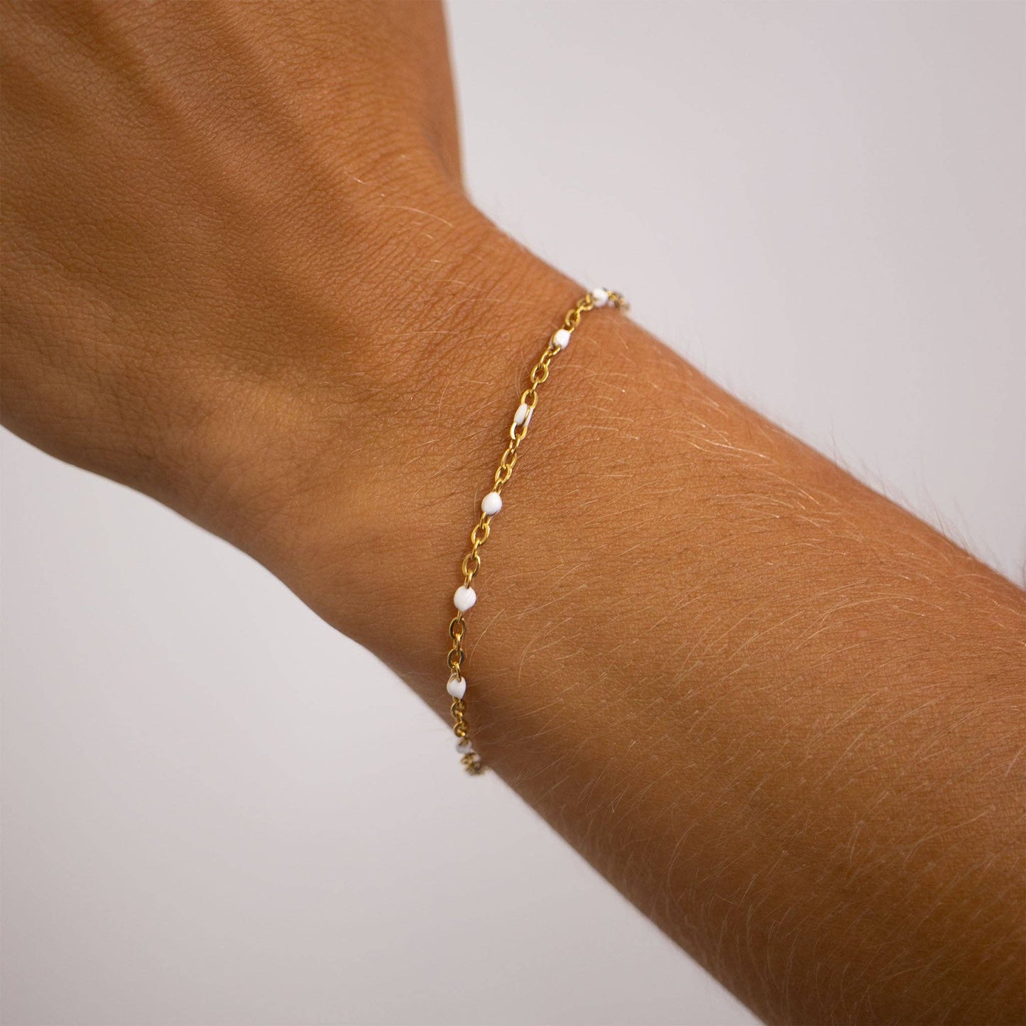 18K Gold PVD Stainless Steel Confetti Chain Bracelet: Gold