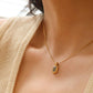 Maeve 18K PVD Non-Tarnish Green Square Stone Pendant: Green