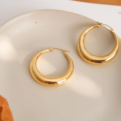 Galene Non-Tarnish Classic Large Hoop Earring: Silver or Gold