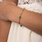 Paperclip Emerald Stone Station Bracelet: Gold