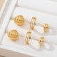 Vintage Gold Shell & Ribbon Hoop Trio Earrings Gold