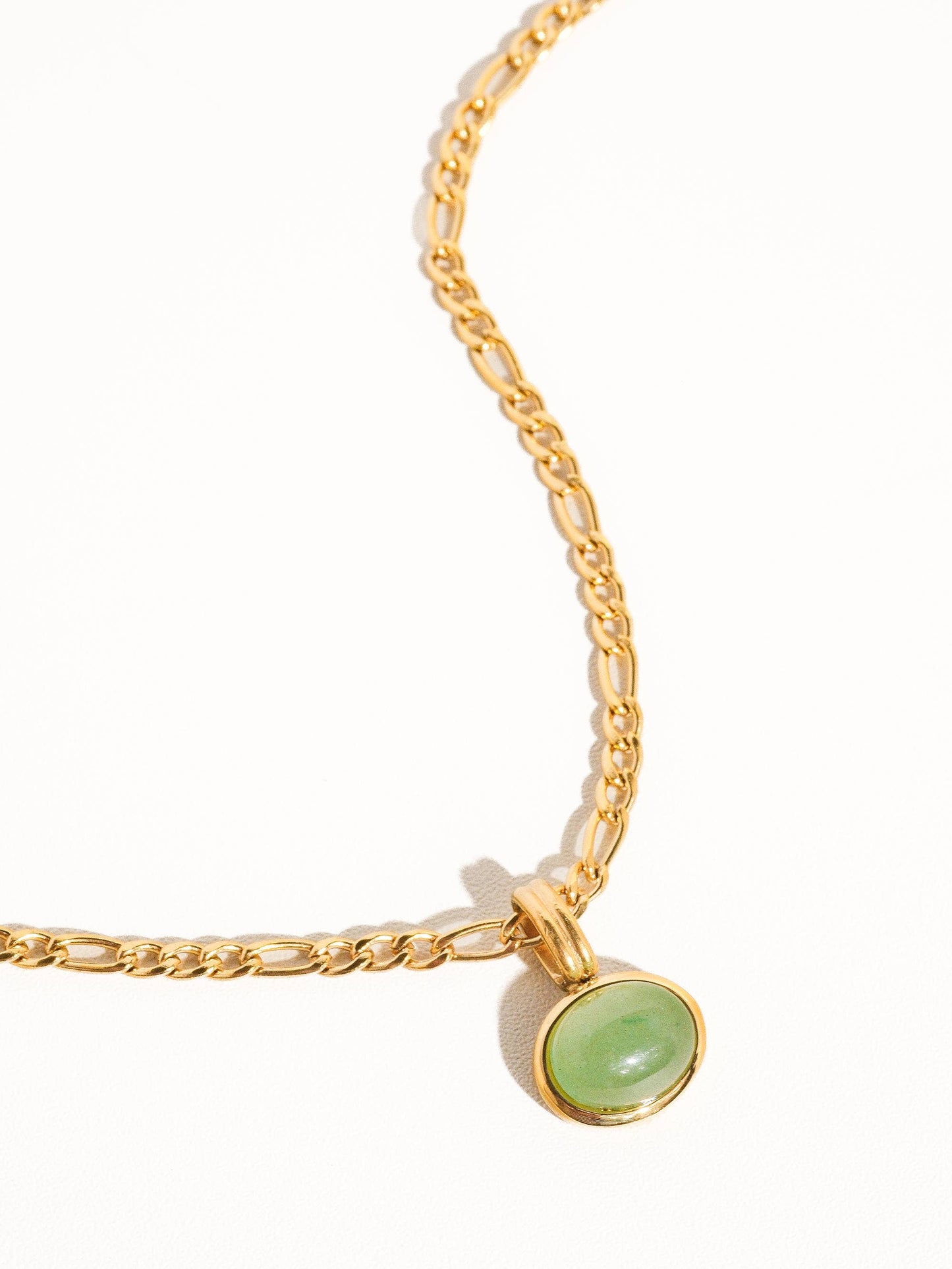 Winslow Non-Tarnish Green Stone Pendant Chain Necklace: Green
