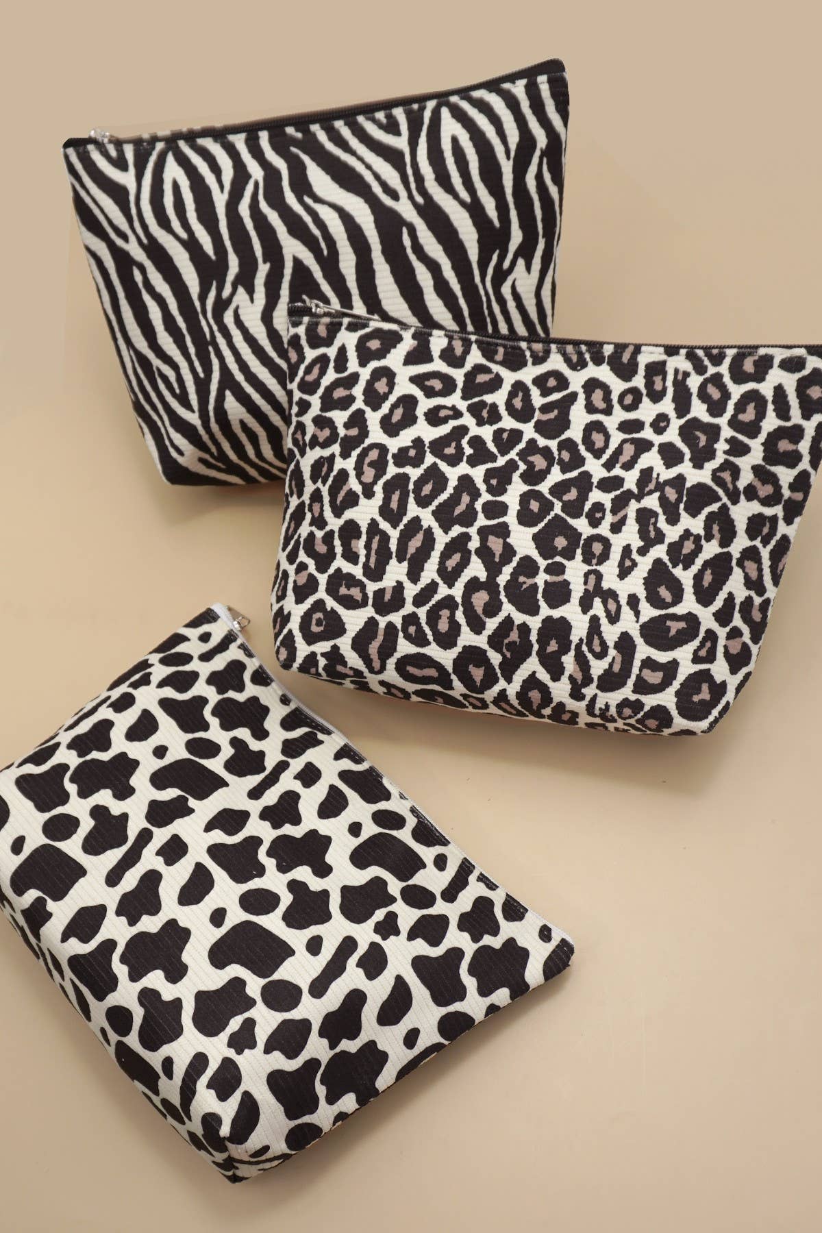 TRAVEL ANIMAL COSMETIC MAKEUP POUCH BAG ZEBRA-Cow-Leopard