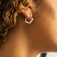 18K Gold PVD Stainless Steel Flower Huggie Earrings:Silver/Gold
