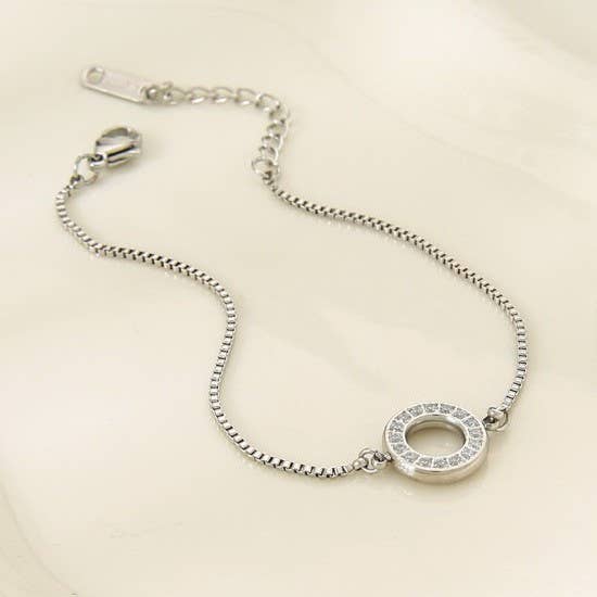 18K STAINLESS STEEL TARNISH FREE GEMSTONE BRACELET Silver