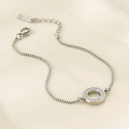 18K STAINLESS STEEL TARNISH FREE GEMSTONE BRACELET Silver
