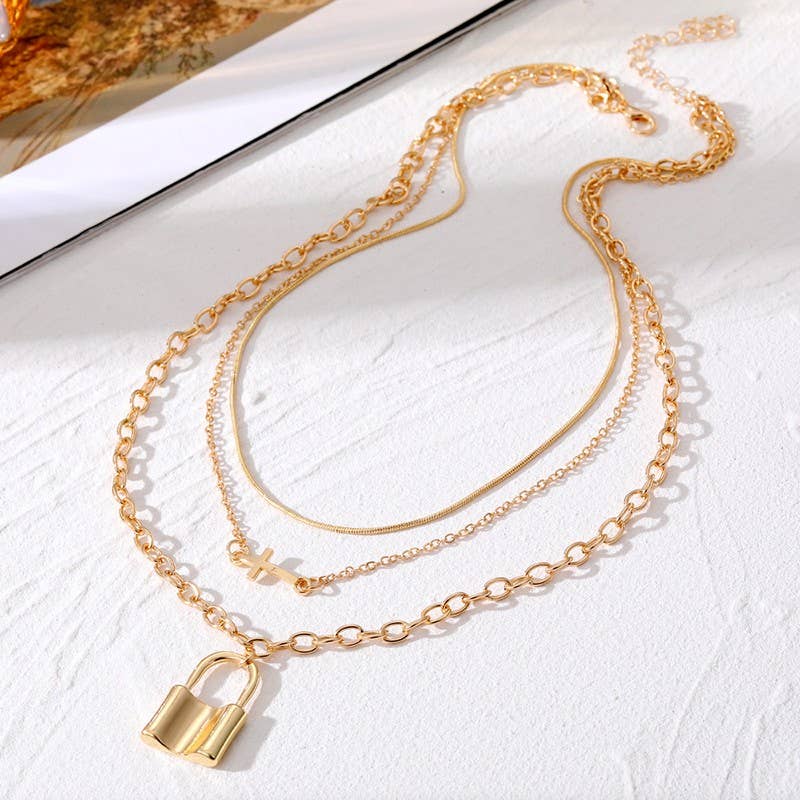 18K STAINLESS STEEL TARNISH FREE LAYERED NECKLACE Gold
