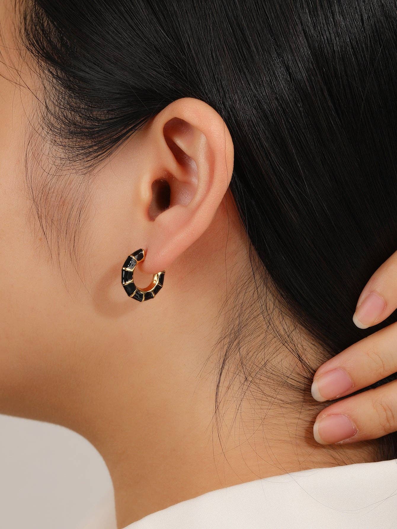 Enamel Gold Hoop Earrings for Women