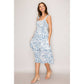 Seraphina Tiered Printed Woven Lined Midi Dress Ivory Blue