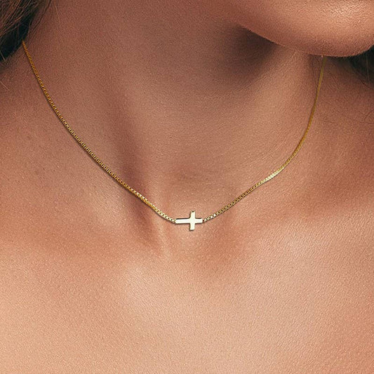 18K STAINLESS STEEL TARNISH FREE CROSS NECKLACE | GOLD