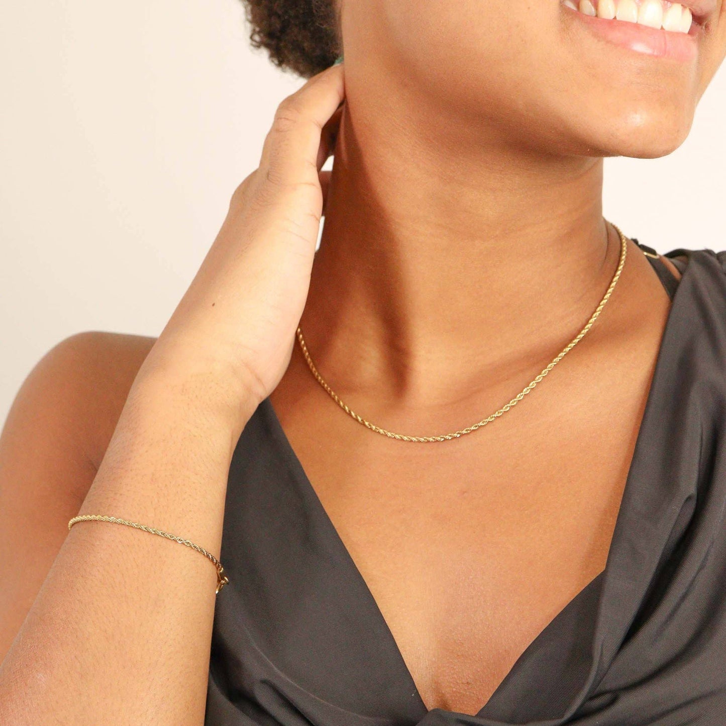 Gold PVD Rope Chain Necklace: 20" / 2mm