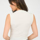 MOCK NECK RUCHED SHOULDER SLEEVELESS KNIT TOP  (PRE-ORDER): CREAM