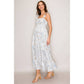 Reese Flutter Strap Woven Maxi Dress Wht/Blue/Taupe