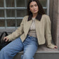 CONTRAST CORDUROY COLLAR ZIPUP JACKET