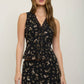 FLORAL LACE-TRIM BUTTON DOWN SLEEVELESS BLOUSE: BLACK MULTI