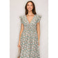 Tabitha V-Neck Flare Printed Woven Midi Dress