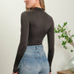 SEAMLESS MOCK NECK LONG SLEEVE BODYSUIT BLACK