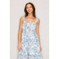 Seraphina Tiered Printed Woven Lined Midi Dress Ivory Blue
