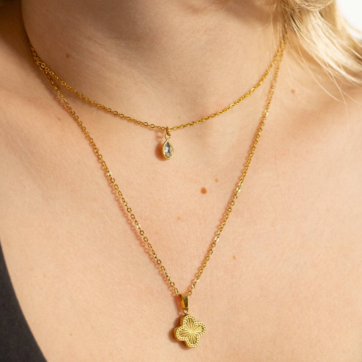 18K Gold PVD Teardrop Birthstone Charm: January-December