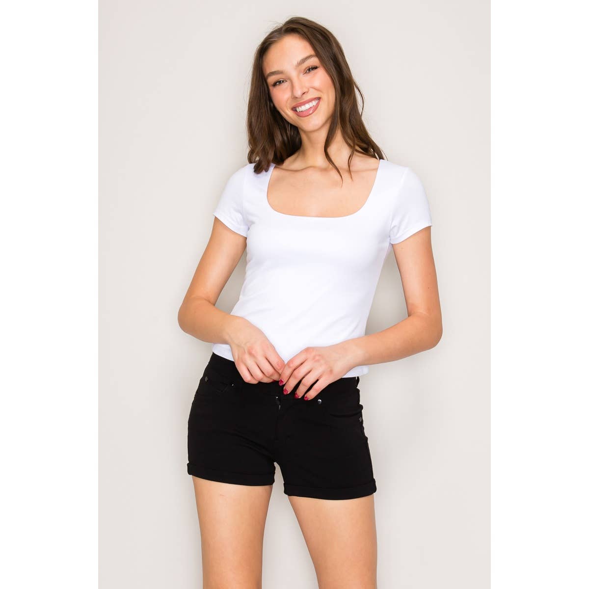 Double Layered Square Neck Short Sleeve Top