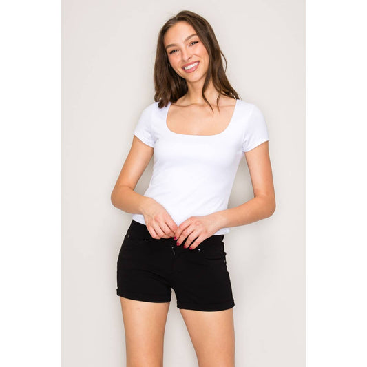 Double Layered Square Neck Short Sleeve Top