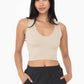 Seamless Ribbed V-Neck Crop Top: White / S:M:L