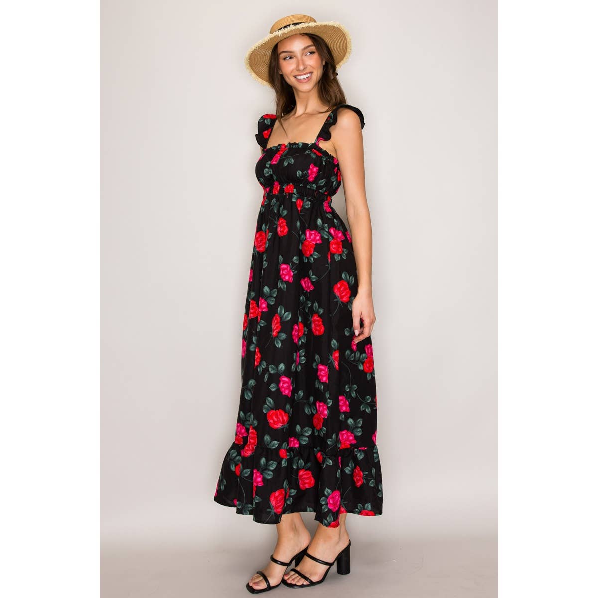 Scarlet Rose Black Flutter Maxi
