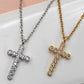 18K STAINLESS STEEL TARNISH FREE CROSS NECKLACE GOLD or Silver