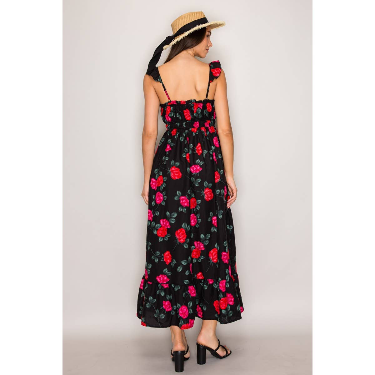 Scarlet Rose Black Flutter Maxi