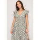 Tabitha V-Neck Flare Printed Woven Midi Dress