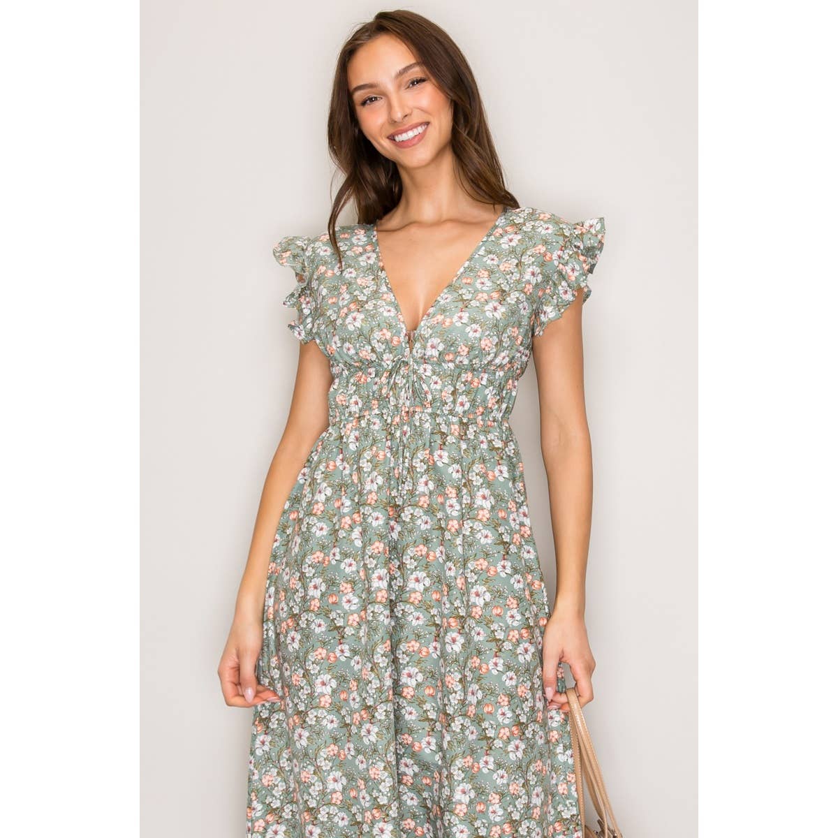 Tabitha V-Neck Flare Printed Woven Midi Dress